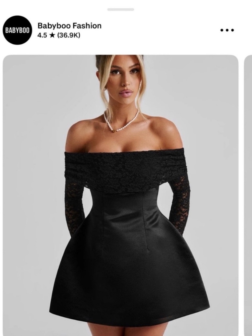 Babyboo Fashion Black Off-Shoulder Lace Fit-and-Flare Dress
